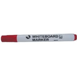 Whiteboardmarker rd, m/rundt hoved - 12 stk
