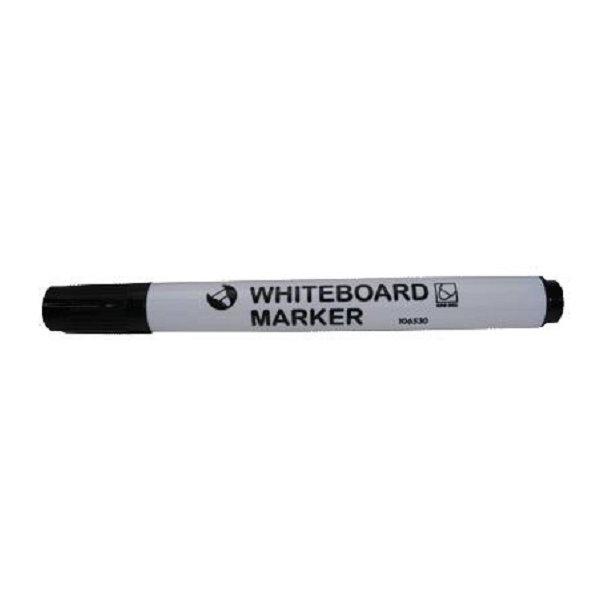 Whiteboardmarker sort, m/rundt hoved - 12 stk
