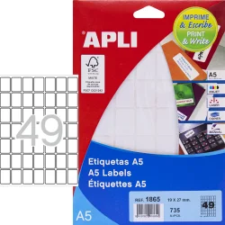 APLI Etiket 19x27mm hvid - 1 pakke