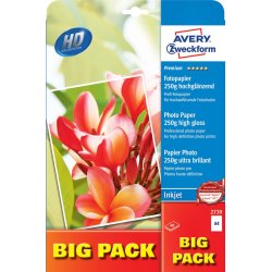 Avery - Inkjet fotopapir 250g premium glossy, A4  - 40 ark