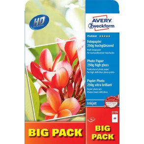Avery - Inkjet fotopapir 250g premium glossy, A4  - 40 ark