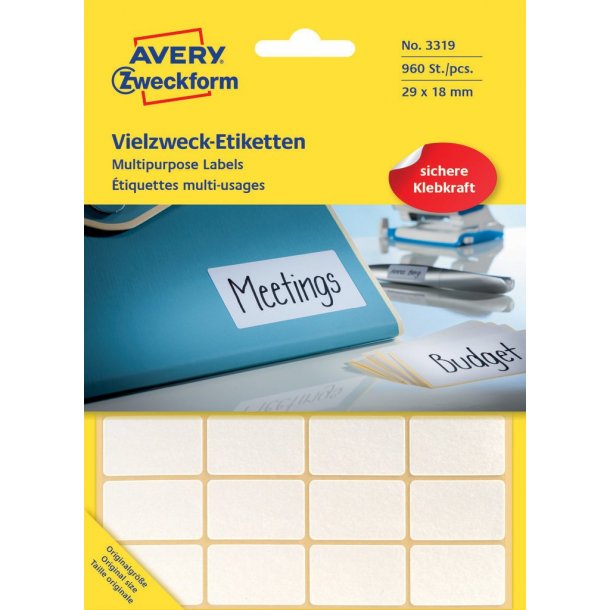 Avery - Etiketter til hndskrivning 29 x 18 mm - 1 pkk