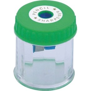 Blyantspidser m/beholder klar/ass. farver - 12 stk