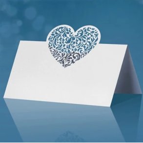 Bordkort med hjerte ornament - 10 stk