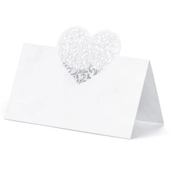 Bordkort med hjerte ornament - 10 stk