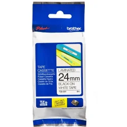 Brother Tape TZE 24mm - Sort tekst p hvid tape