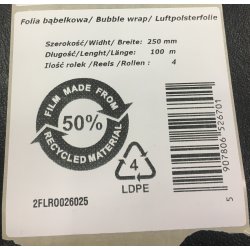 Boblefolie genbrugsplast 100cm x 100m - bobleplast