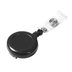 Kortholder yoyo sort, med klemme og karabinhage - 10 stk.