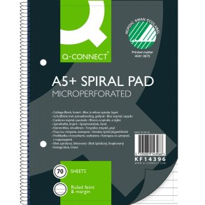 Kollegieblokke A5 lin. NOA 70g perf. m/huller - 5 stk