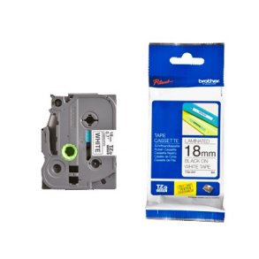 Brother Tape TZE 18mm - Sort tekst p hvid tape