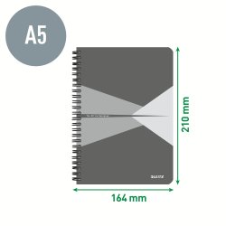 Notesbog A5 kvad. 80g/90ark gr� - 1 stk.