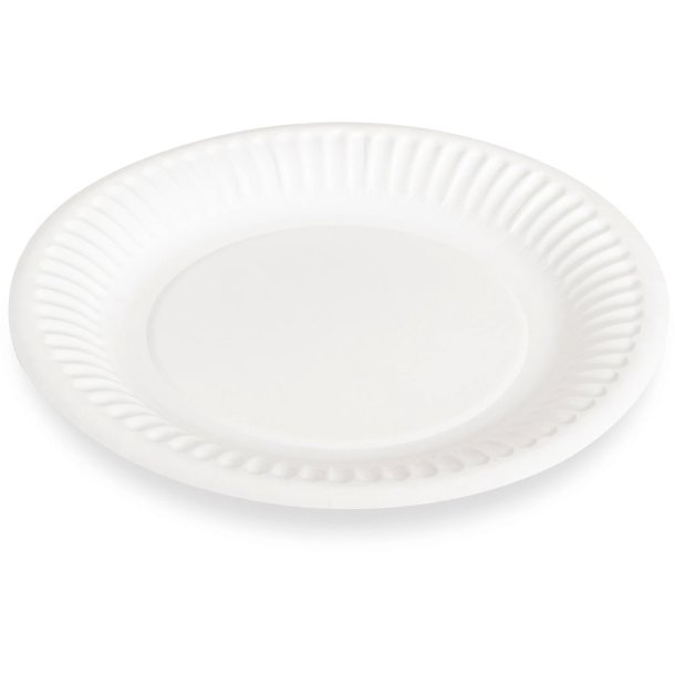 Tallerkner 15 cm pap, Hvid coated - 250 stk Paptallerkner