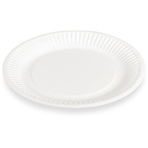Hvid paptallerken, �180mm, 100 stk.