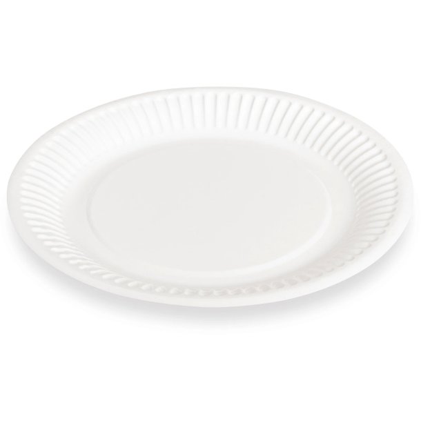Hvid paptallerken, �180mm, 100 stk.
