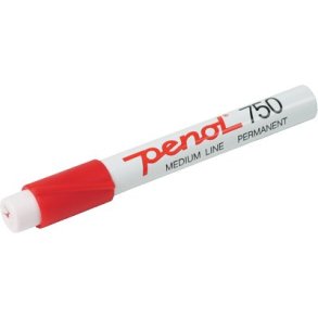 Marker Penol 750 R�d, 5 mm firkantet spids - 10 stk.