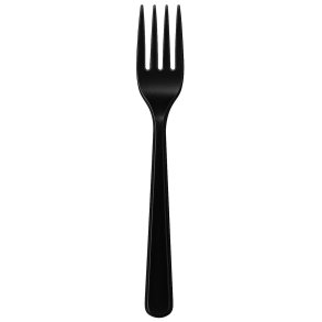 Genanvendelig sort plast gaffel, 180 mm - 50 stk.
