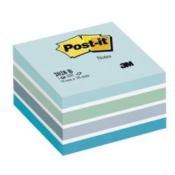 Post-it kubusblok 76x76mm, Bl� pastelfarver - 1 pakke