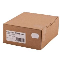 Prisetiket hvid Permanet lim 26x16 mm. 12 ruller med 1200 prismrker