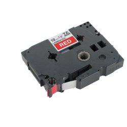 Brother Tape TZE 12mm - Hvid tekst p rd tape