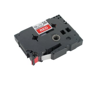 Brother Tape TZE 12mm - Hvid tekst p rd tape