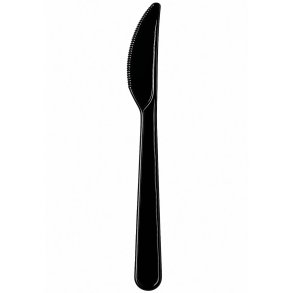 Genanvendelig sort plast kniv, 180 mm - 50 stk.