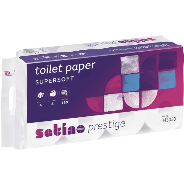 Toiletpapir 4-lags hvid 20m, Prestige sk med - 72 rll