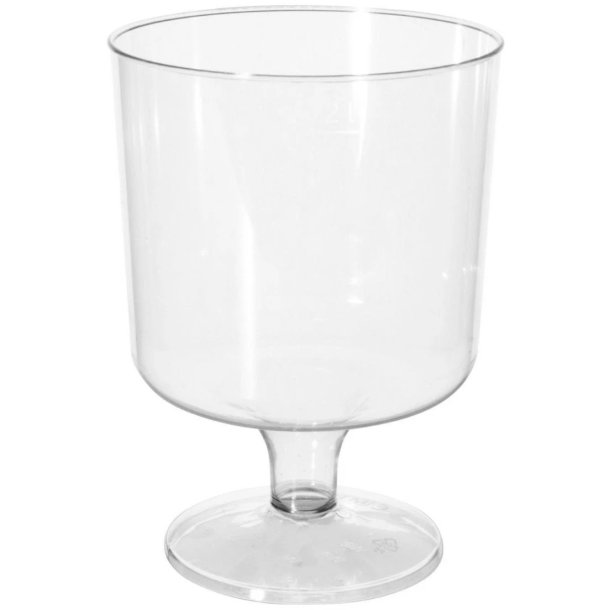 Plast vinglas m. fast fod, 20 cl - 10 stk.