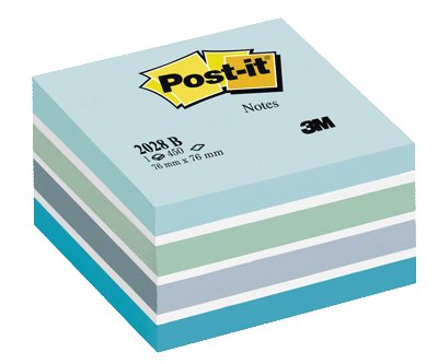 Post-it kubusblok 76x76mm, BlÃ¥ pastelfarver - 1 pakke